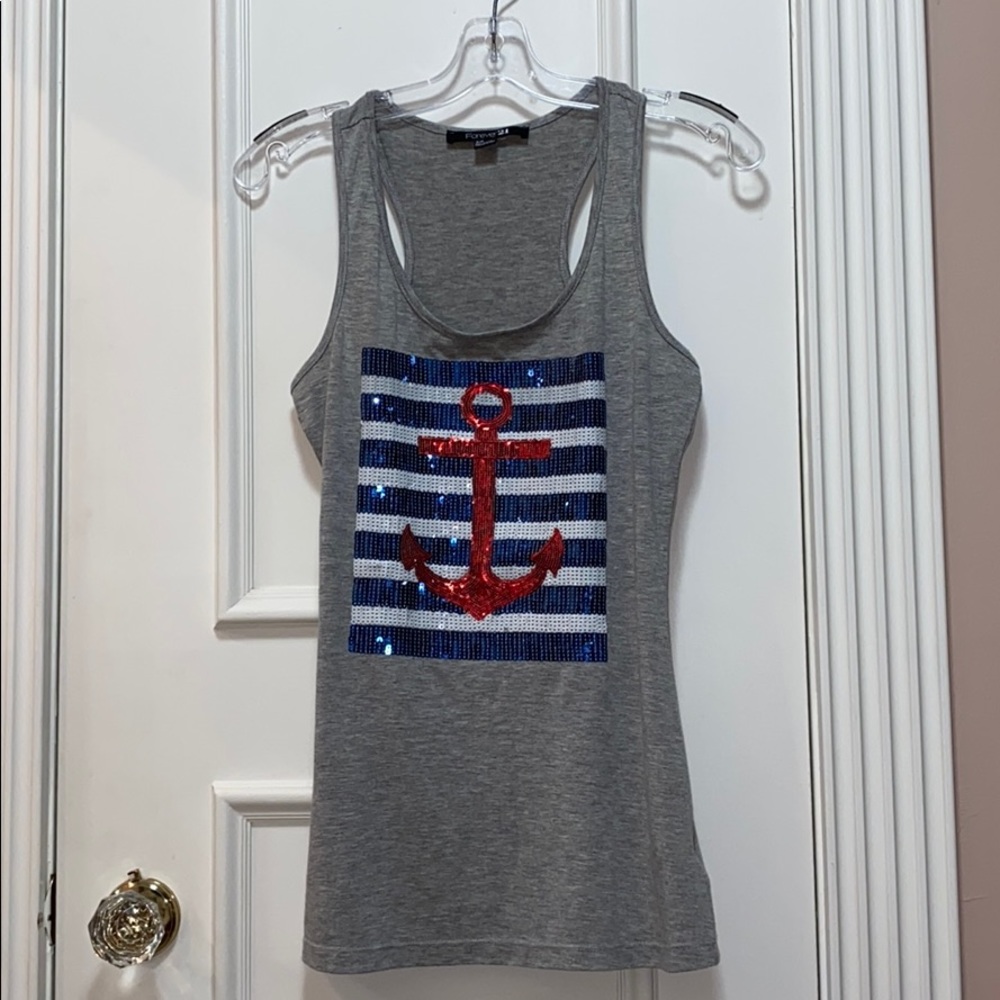 NWOT Tank top with sequin anchor